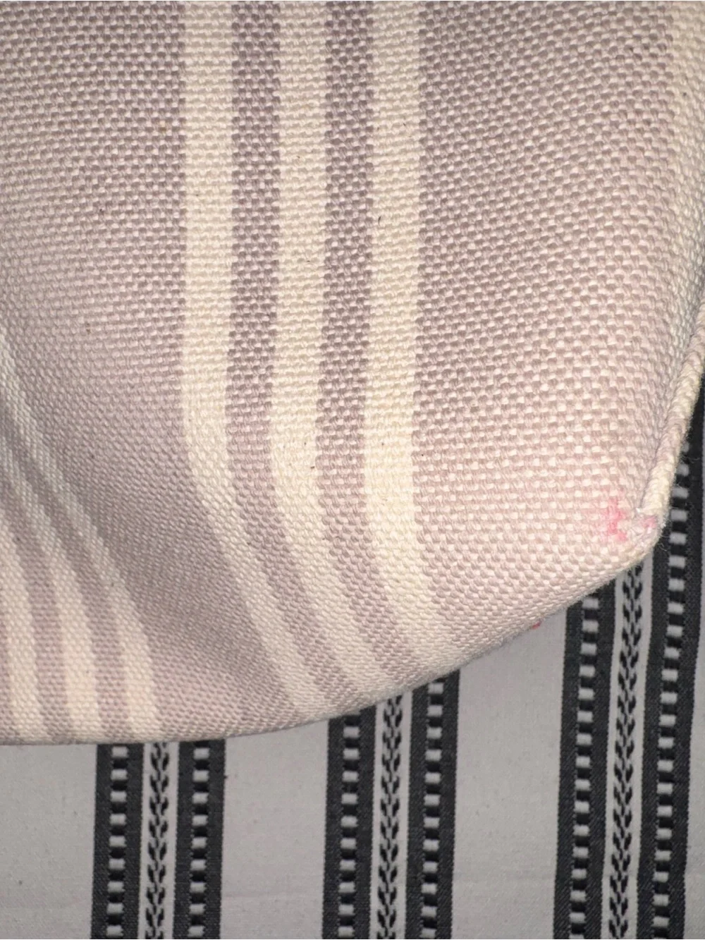 NWT kate spade Reversible Beige & Cream Striped Canvas/ Leather Tote w/ wristlet